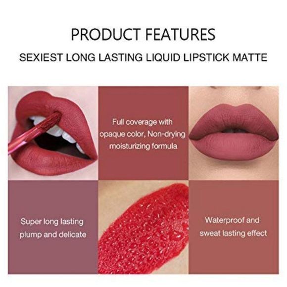 6Pcs Matte Liquid Lipstick Makeup Set, Matte liquid Long-Lasting Wear Non-Stick - Picture 5 of 5